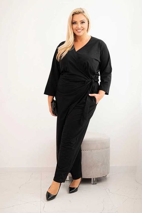 Elegancki kombinezon Plus Size z wiązaniem 2XL-4XL
