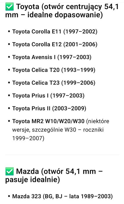 Felgi 6j x 15 Toyota, Mazda 5×100 Otwór centrujący 54,1 mm