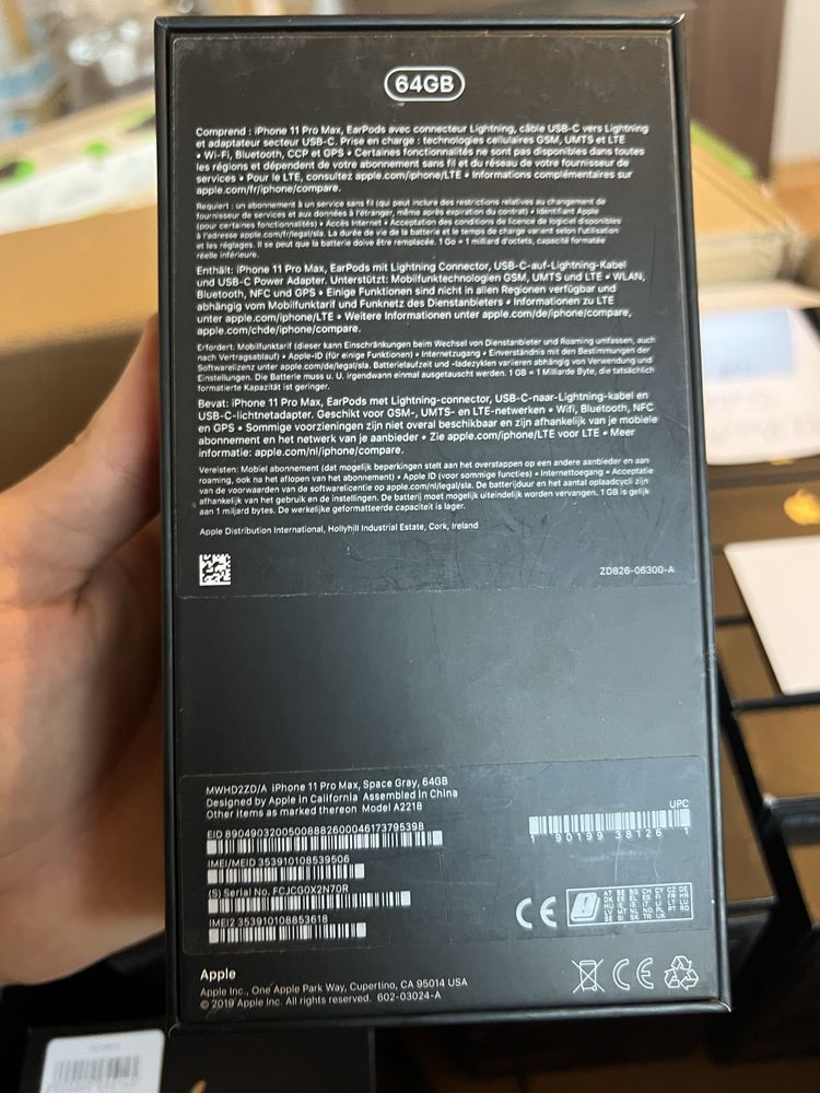 ORYGINALNE Pudełko do iPhone 11 Pro Max Space Gray / Szary / Czarny