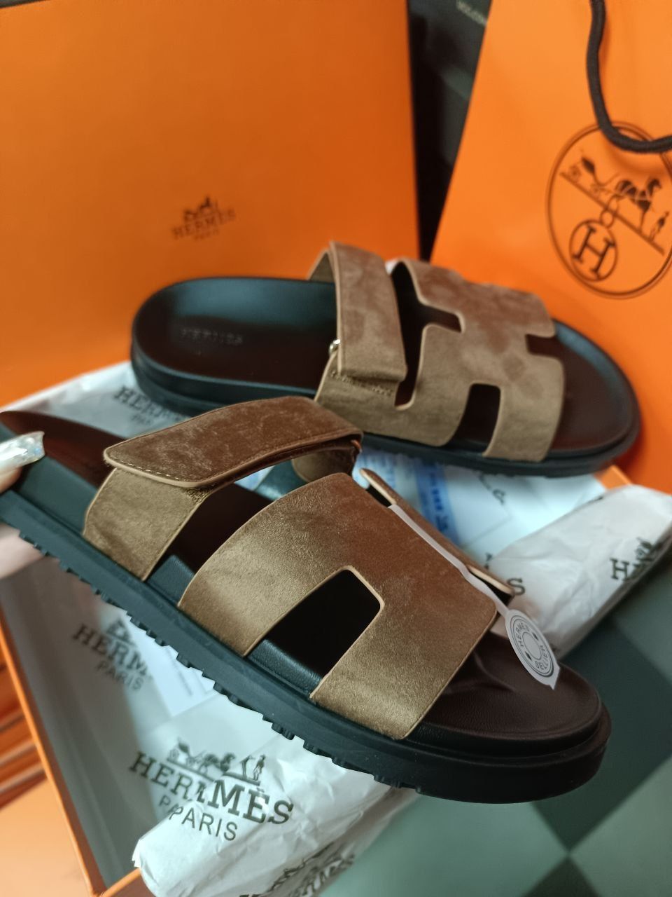 р36-41 Шльопанці Hermes Chypre Apricot Sandals Beige