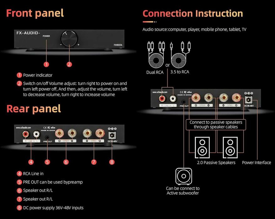 Fx-audio - FX1602A HIFI 200 Вт мощный цифровой усилитель 2.1