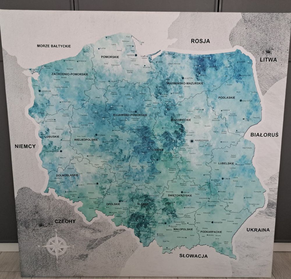 Mapa Polski 100x100 korkowa