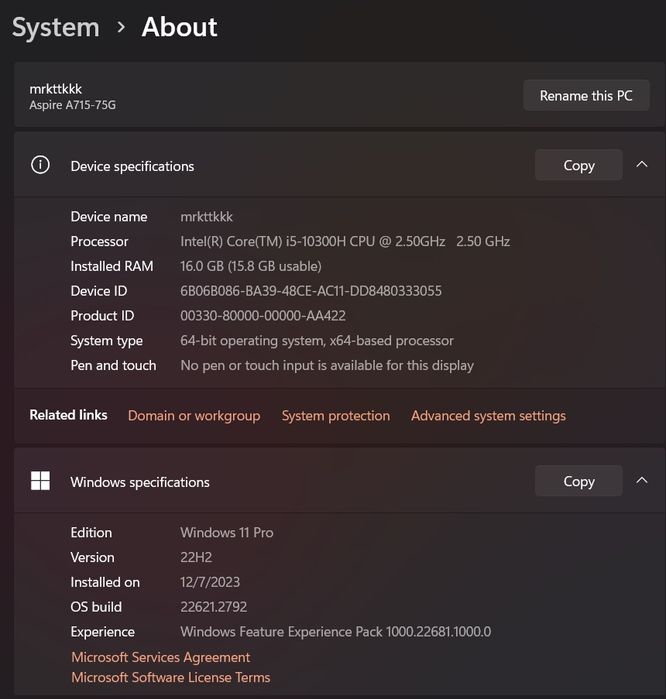 Продам ноутбук Acer Aspire 7