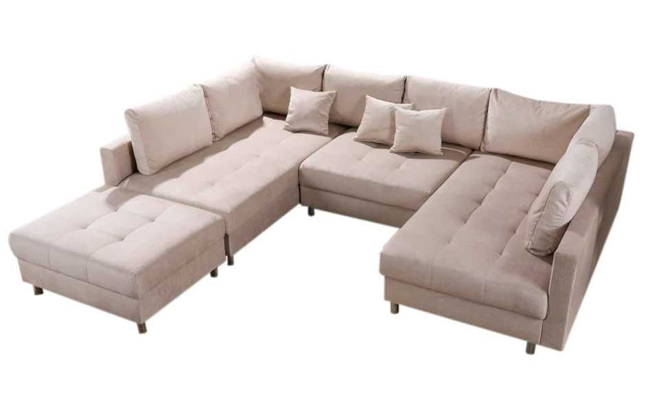 Elegancki narożnik do salonu z funkcją spania i pufą-DOSTAWA Promocja