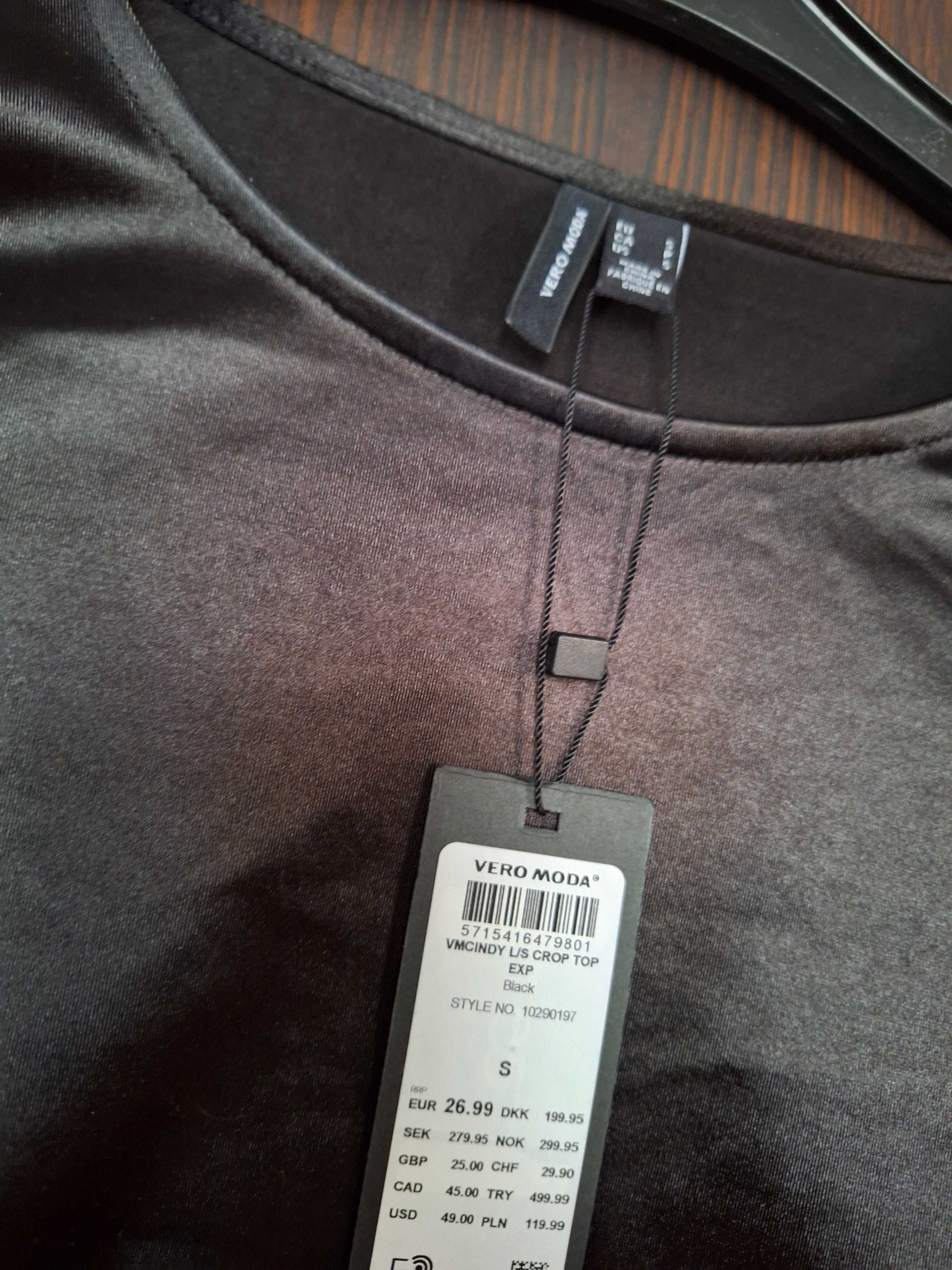 Satynowa bluzka crop top vero moda marszczona