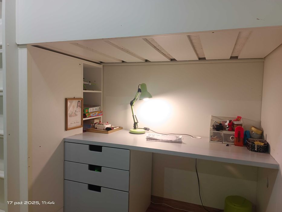 Łóżko piętrowe IKEA SAMSTAD 3w1 biurko szafa komoda na antresoli