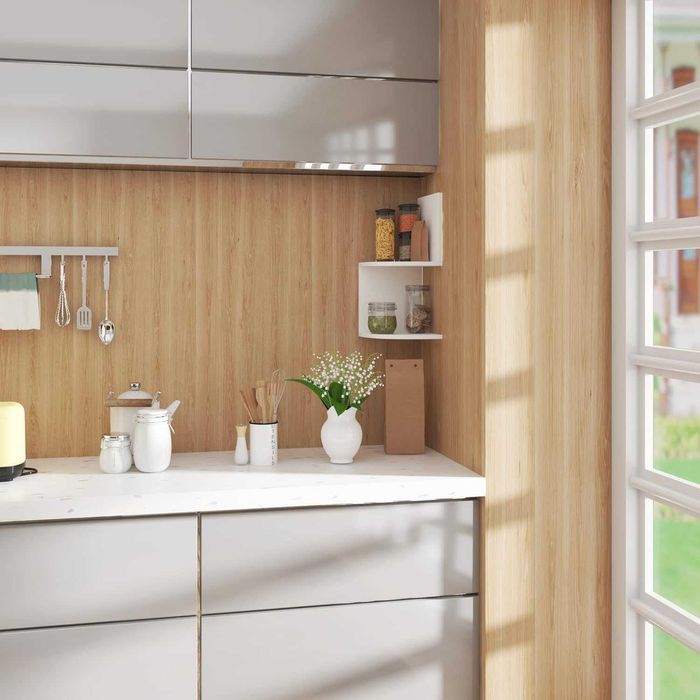 Półka ścienna narożna 2 półki, biała 25 x 52,4 x 25 cm