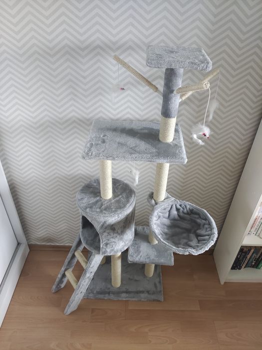 UŻYWANY drapak dla kota; domek drabinka legowisko; PH8054-LGR 140cm