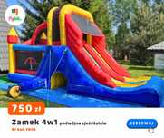 Dmuchaniec zamek dmuchany 4w1 dwie zjeżdżalnie, ścianka wspinaczkowa