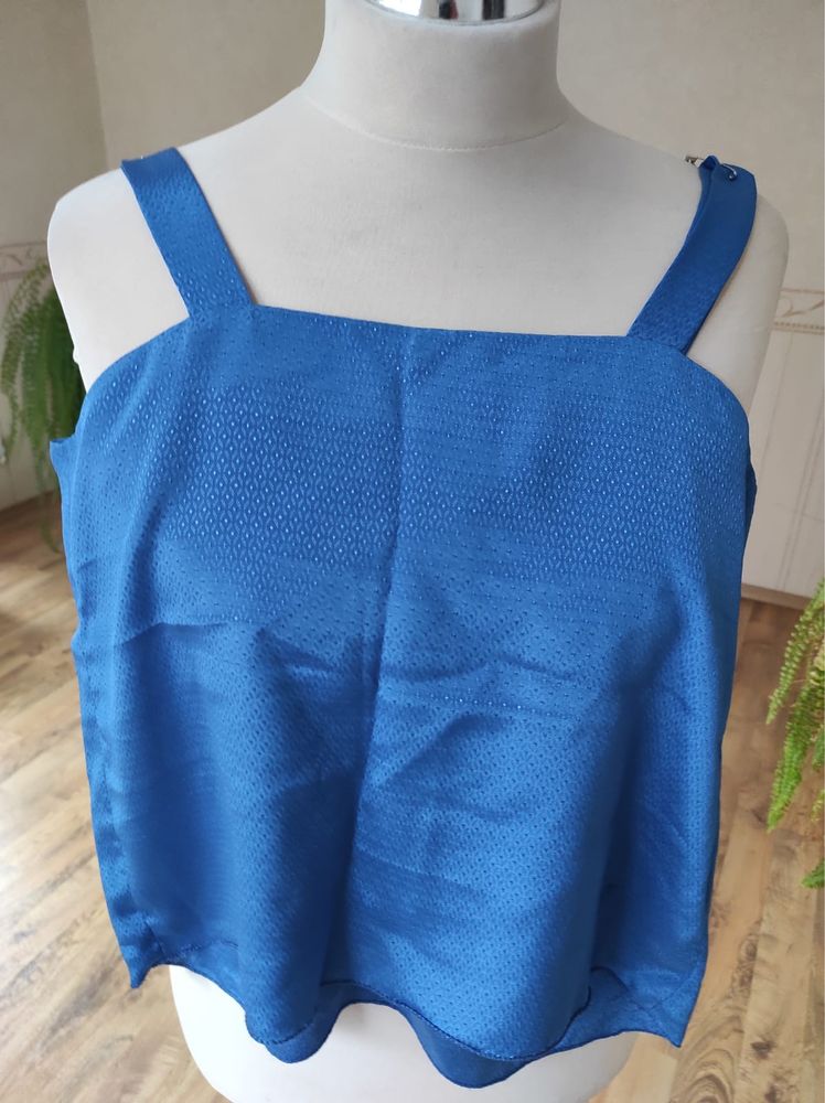 Chabrowa bluzka na ramiączkach niebieska XL top