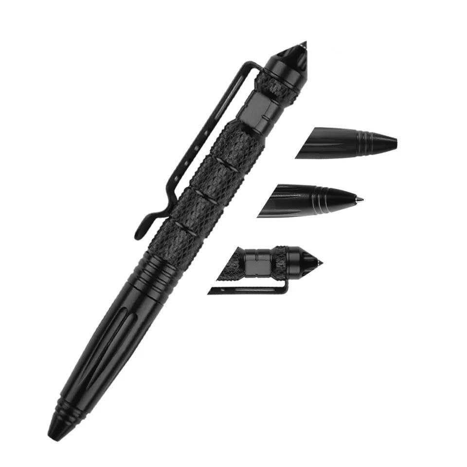 Тактическая ручка со стеклобоем с чёрными чернилам