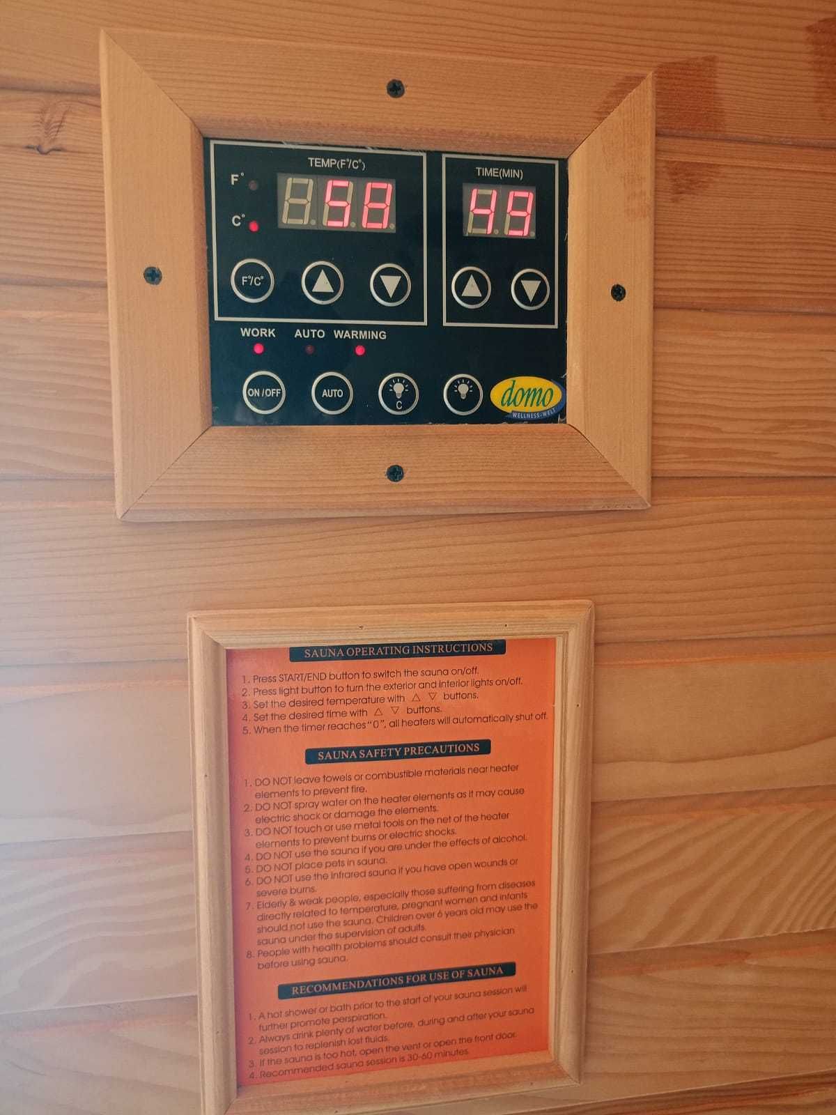 Sauna kabina infrared podczerwień szklana ze szkłą radio LED panele