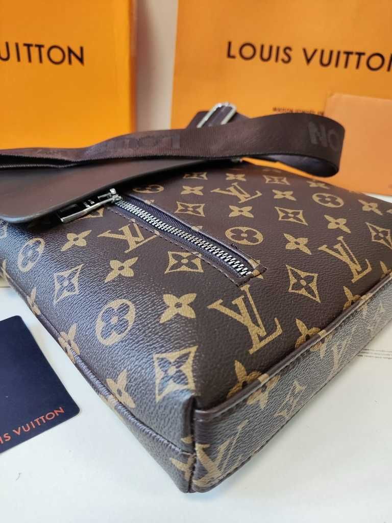 LOUIS VUITTON męska torba torebka Listonoszka, skóra, Francja logo