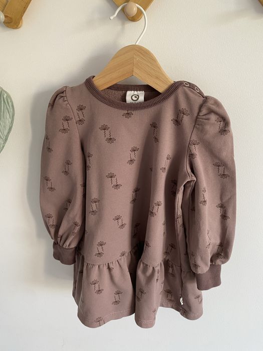 Sukienka musli wrzosowa wzorek 80 falbanka kwiatki jak newbie