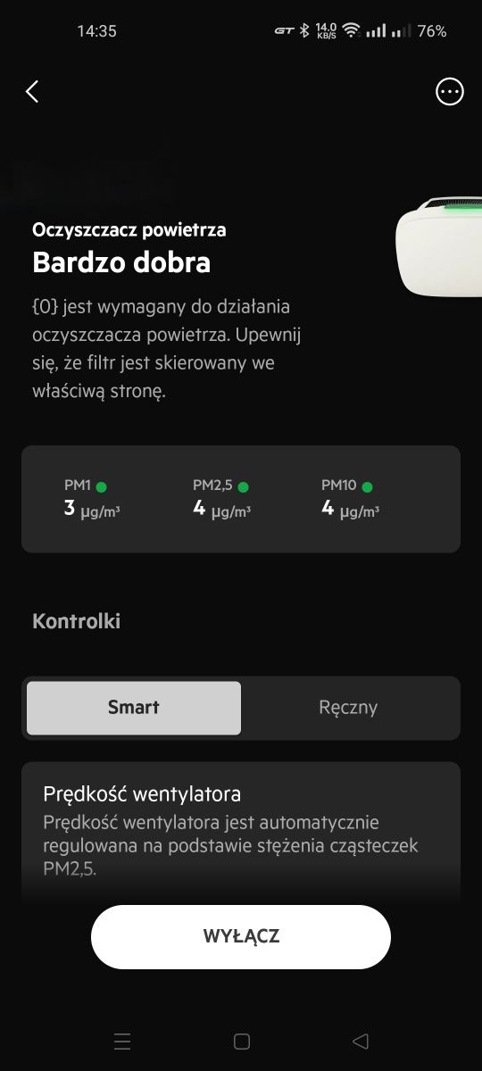 Oczyszczacz powietrza AEG z WiFi miernik PM 1 2.5 10 gwarancja