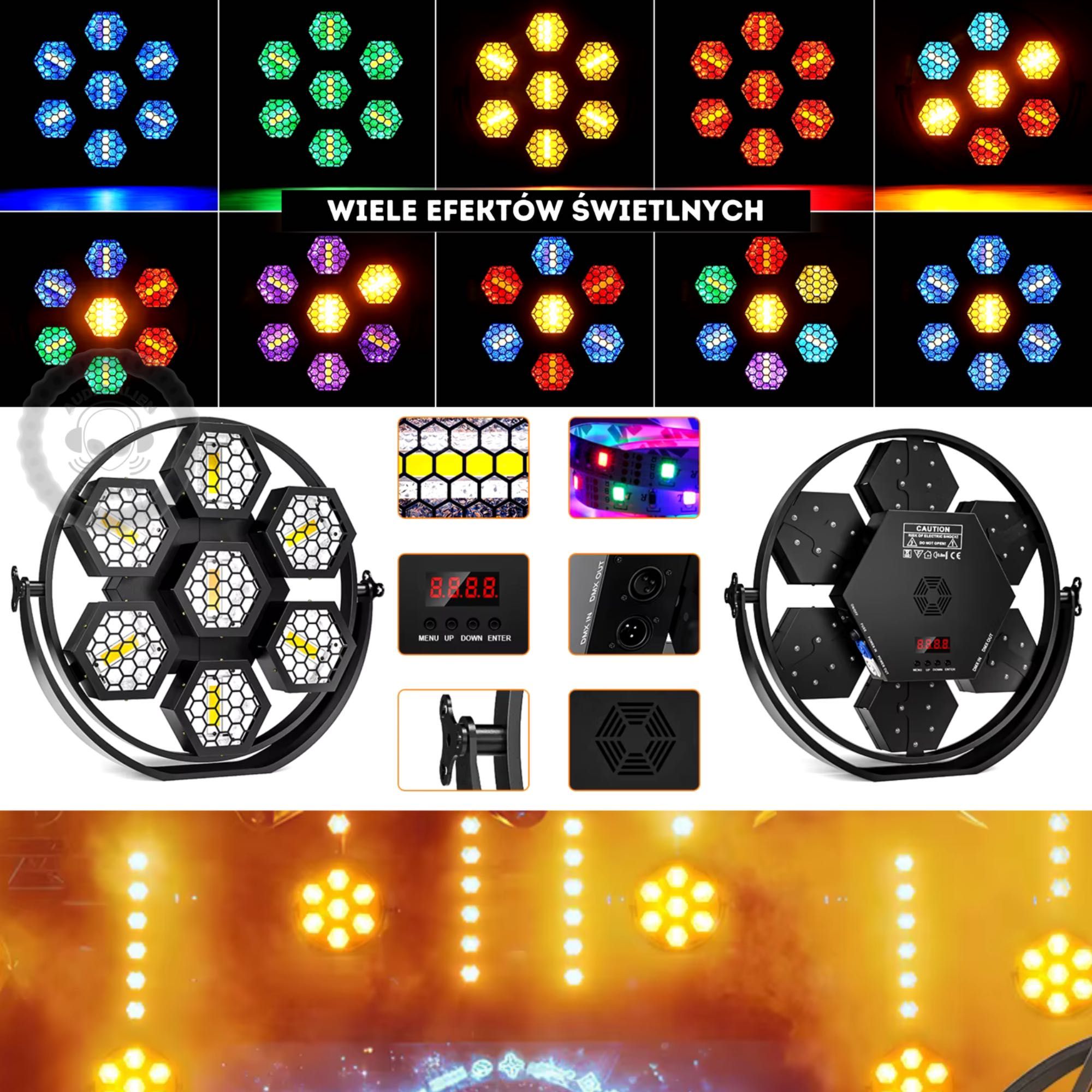Sceniczna Lampa Retro YUER Lights DJ DMX 7 Świateł