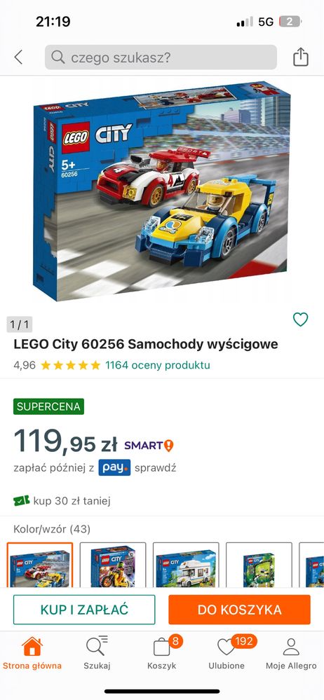 LEGO City 60256 Samochody wyścigowe wyścig