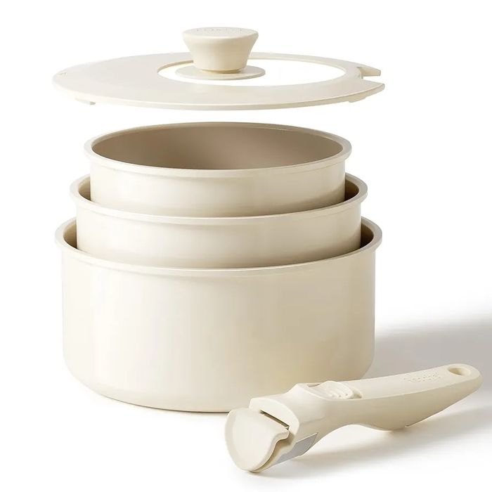 REDCHEF Zestaw Garnków Ceramicznych - Rączka Odpinana, BEŻOWE