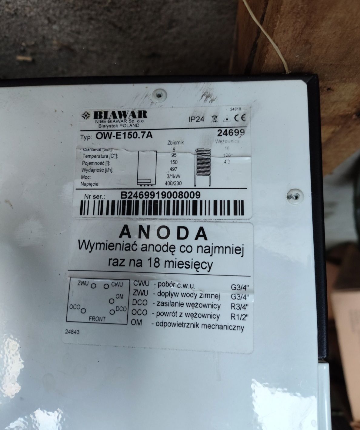 Zbiornik CWU boiler 150l Biawar Quattro wiszący