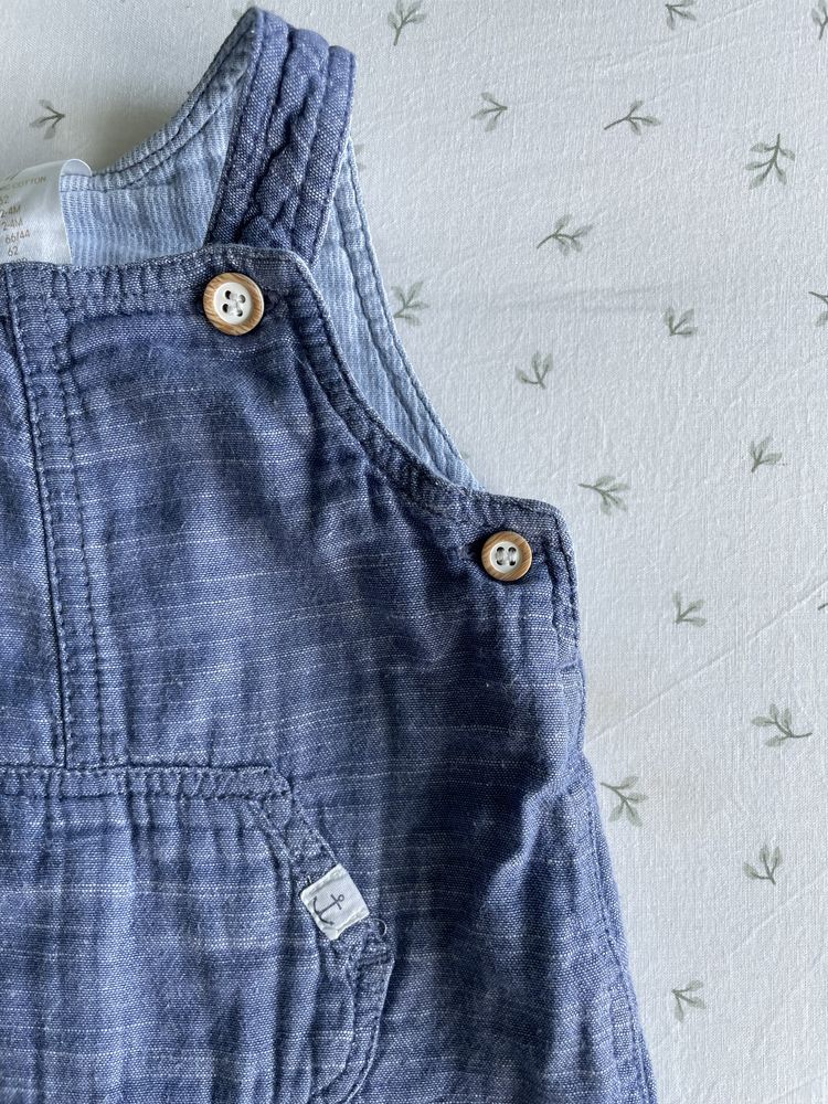 Spodenki 62 H&M ogrodniczki dla chłopca modne spodnie na lato paczka