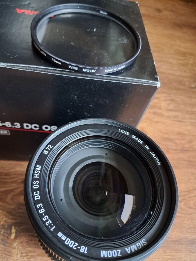 Obiektyw SIGMA 18-200mm F3.5-6.3 DC OS + filtr UV Marumi STAN IDEALNY!