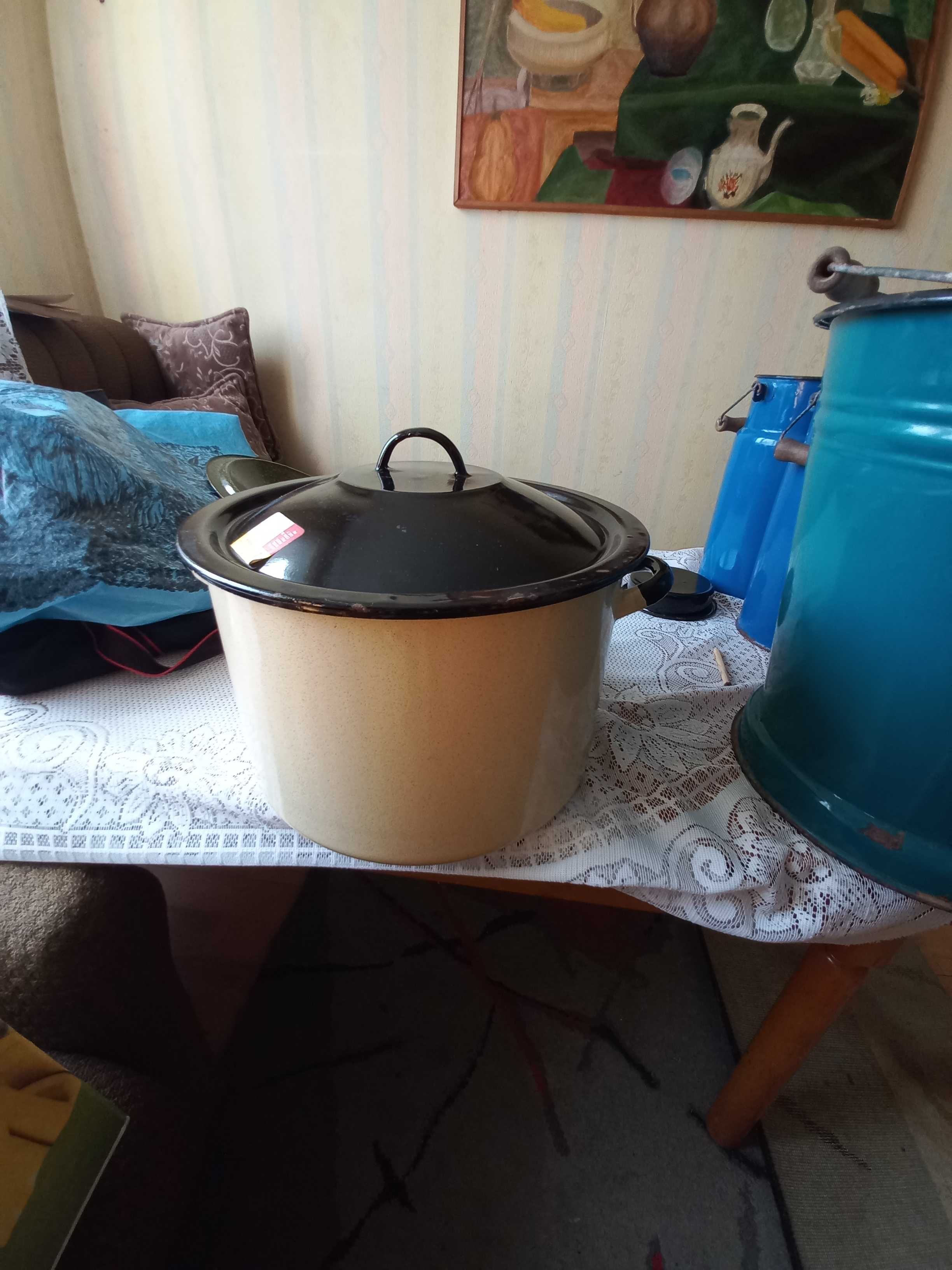 Wiadro,kanki emaliowane PRL,garnki