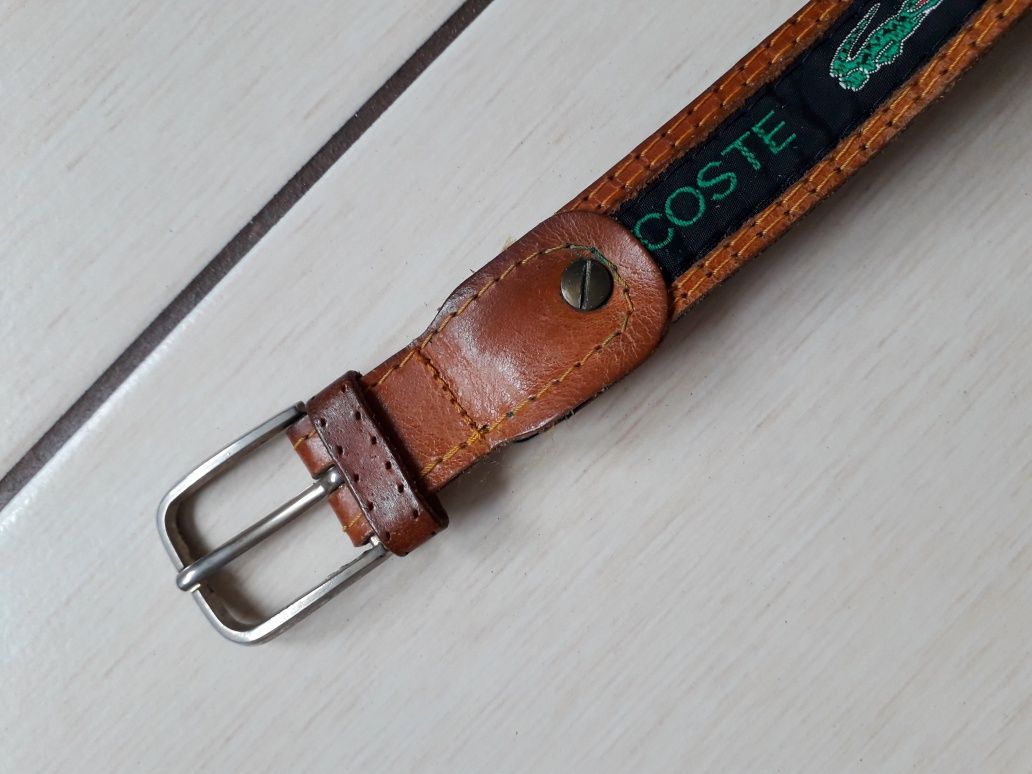 Pasek Lacoste skóra naturalna vintage 90 36