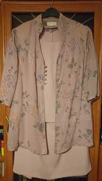 Komplet roz 46 - żakiet, bluzka i spódnica