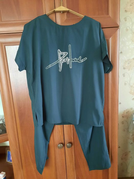 Женский летний брючный костюм большого размера