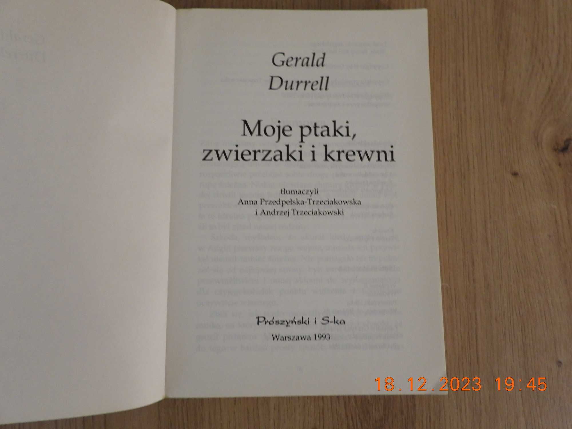 Moje ptaki, zwierzaki i krewni.  G. Durrell