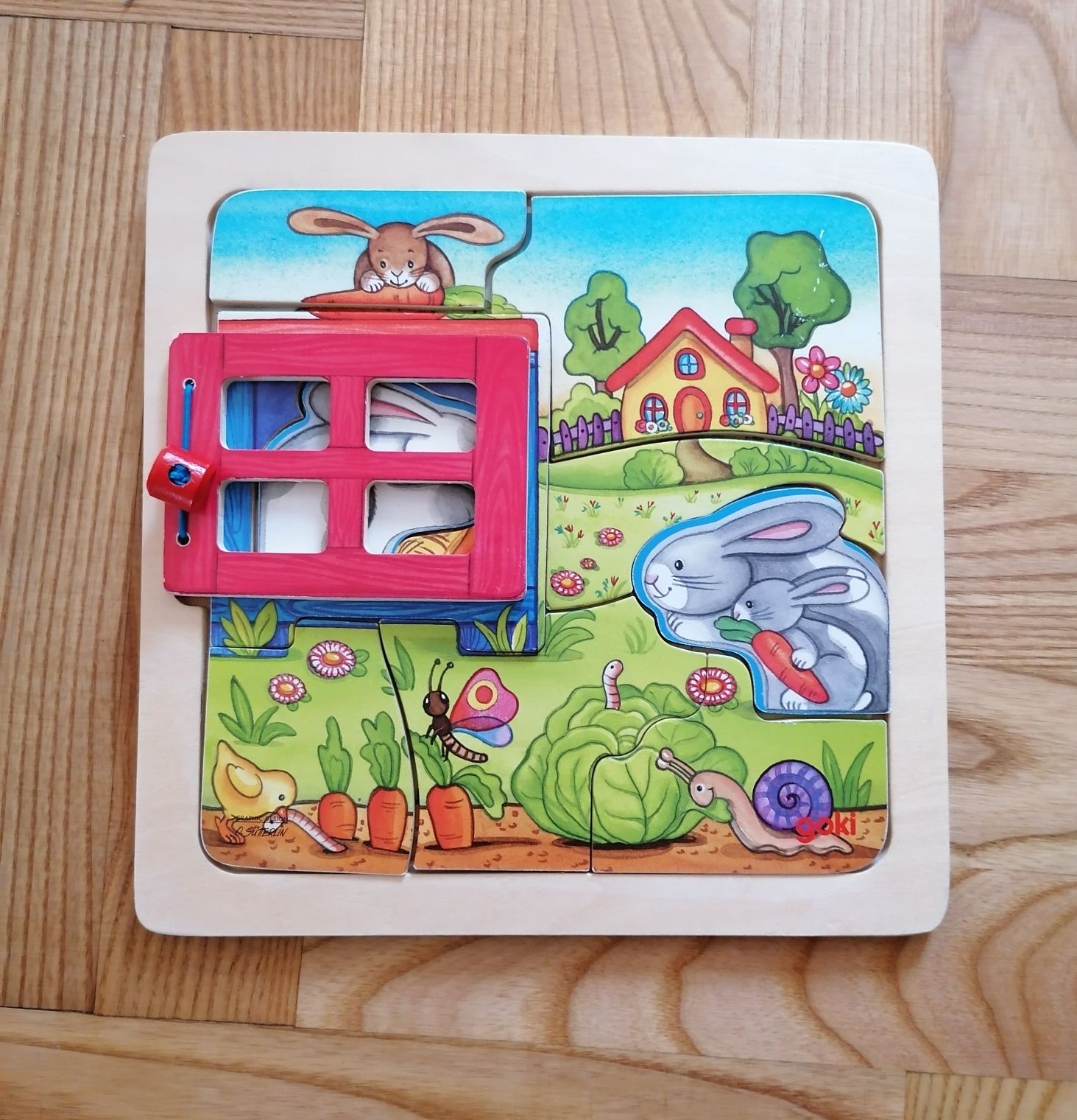 Zabawka edukacyjna, drewniana układanka puzzle, goki