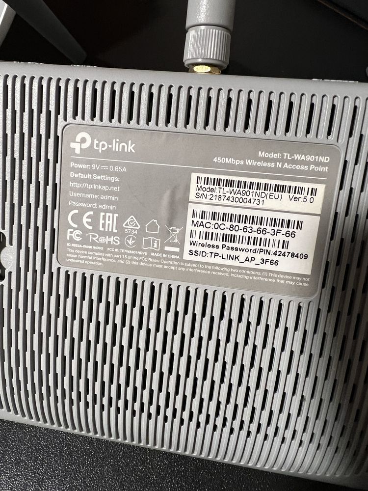 2 Access point tp-link TL-WA901ND 450 Mbps