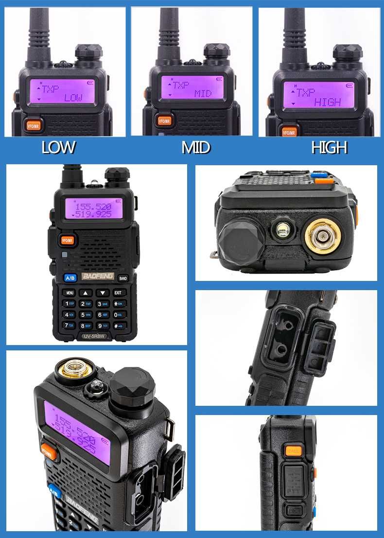 Walkie Talkie Baofeng UV-5R 8W Rádio Bidireccional UHF Portátil 16KM