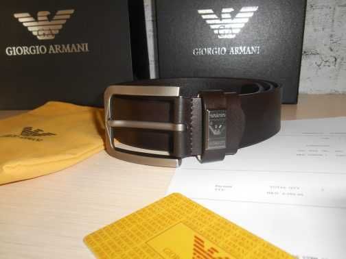 Emporio Armani Męski pasek firmowy, skóra naturalna 226