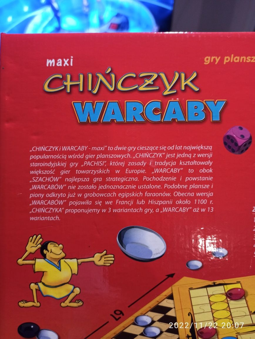 Dwie gry Chińczyk Warcaby MAXI i Domino Bierki