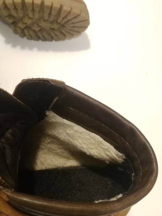 Miodowe skórzane trapery botki Lasocki na obcasie rozmiar 38