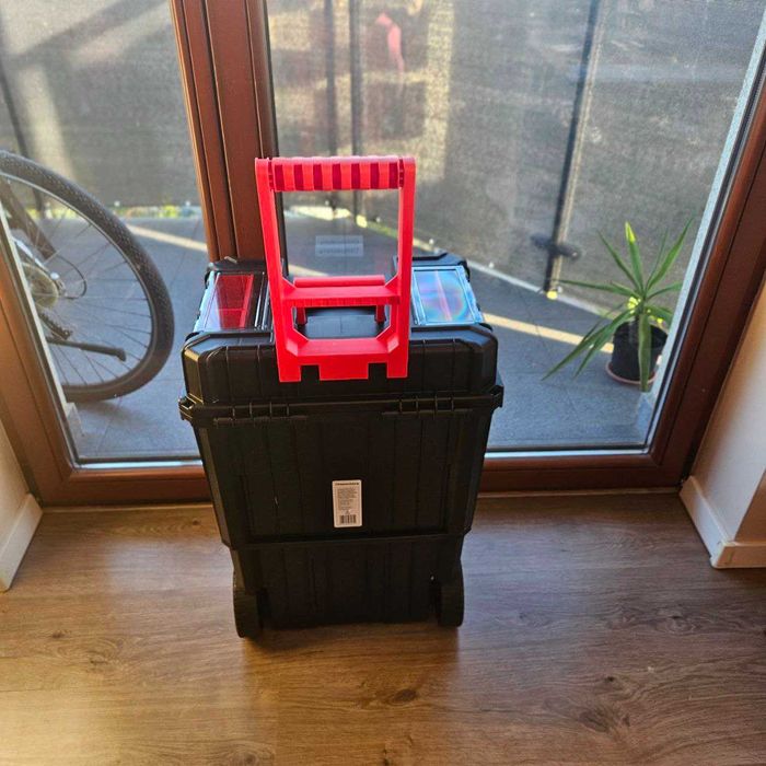 XXL Nowa Mocna Skrzynka Narzędziowa Na Kółkach Budowa+GRATIS Organizer