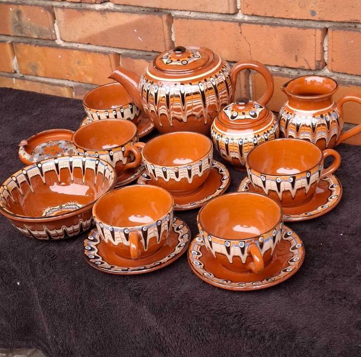Porcelana Bułgarska pawie oko Komplet Kawowy