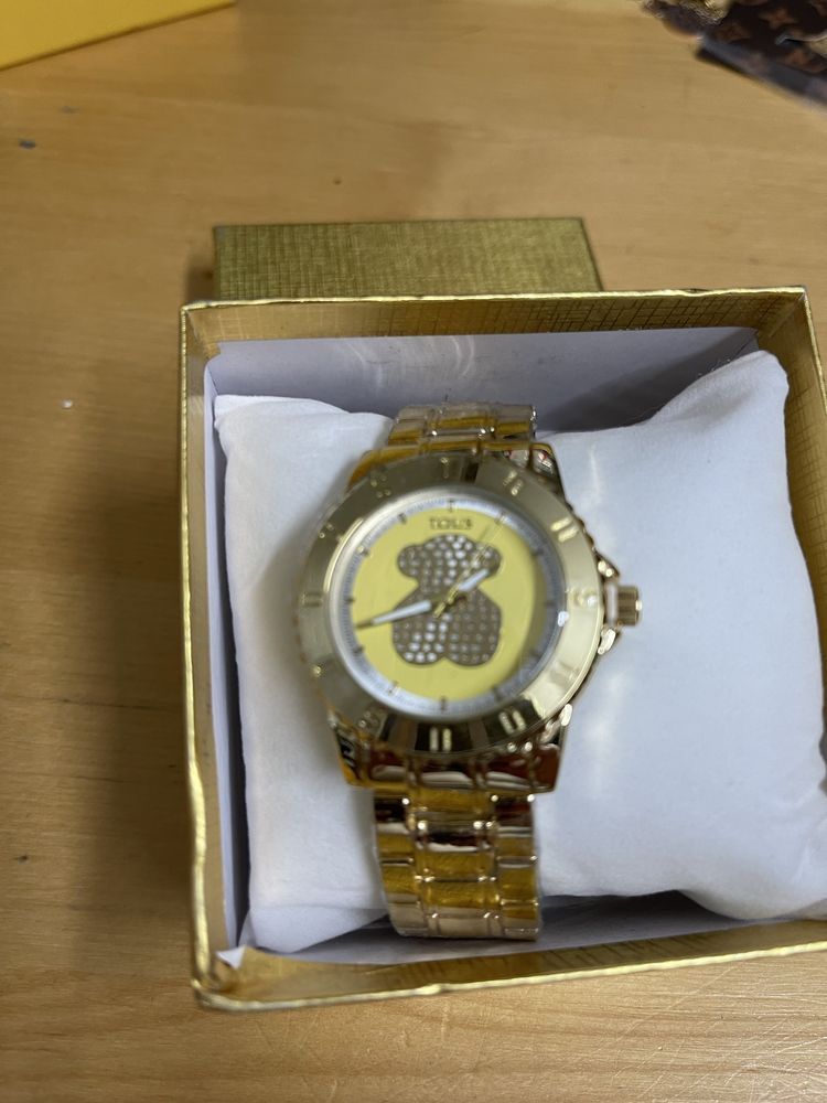 Relogio ursos dourado