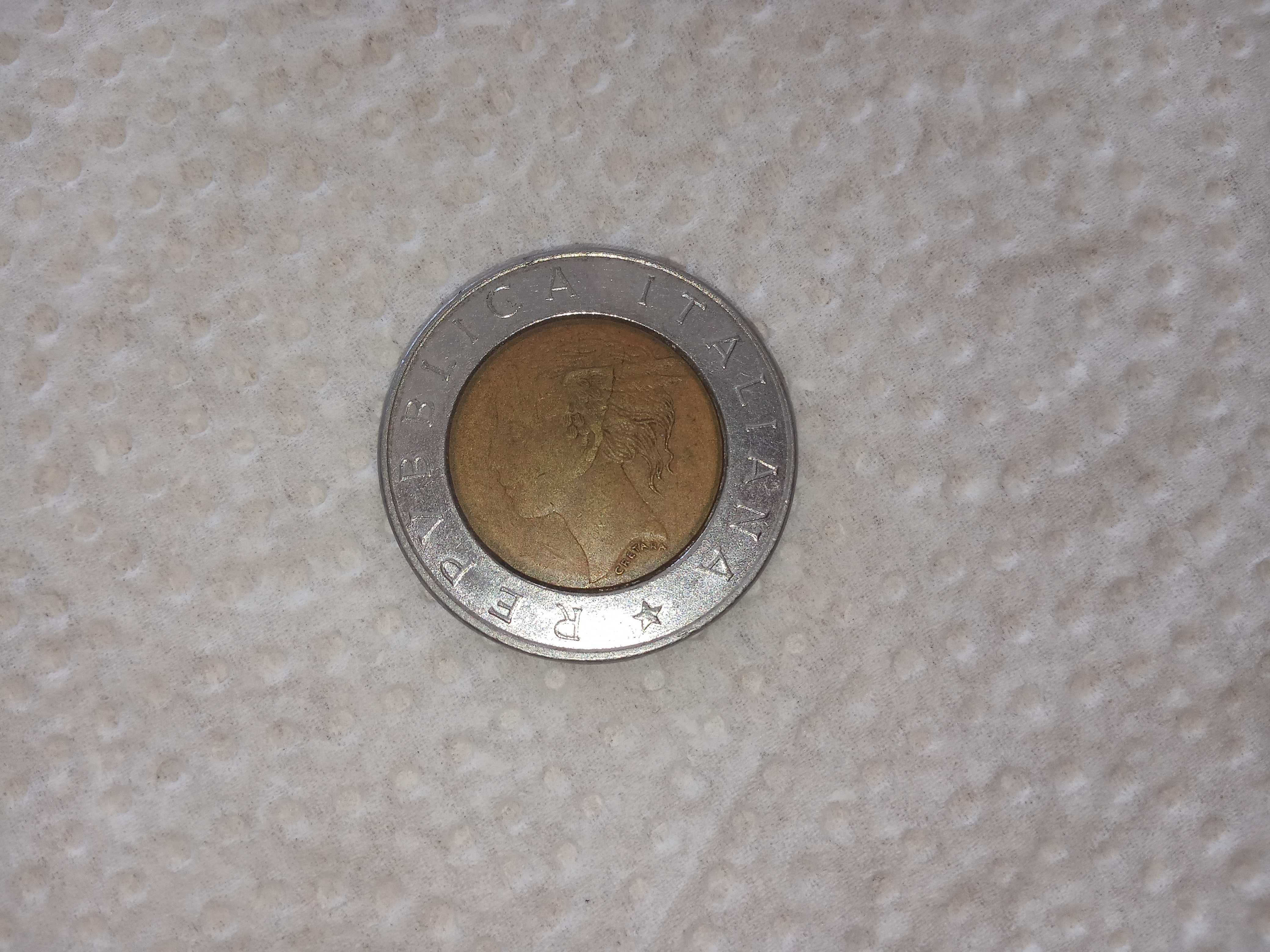 Moneta  Włochy, 500 Lire, 1993r Stan Idealny
