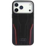Etui Audi R8 Genuine Leather MagSafe do iPhone 17 Pro Max - czarno-cze