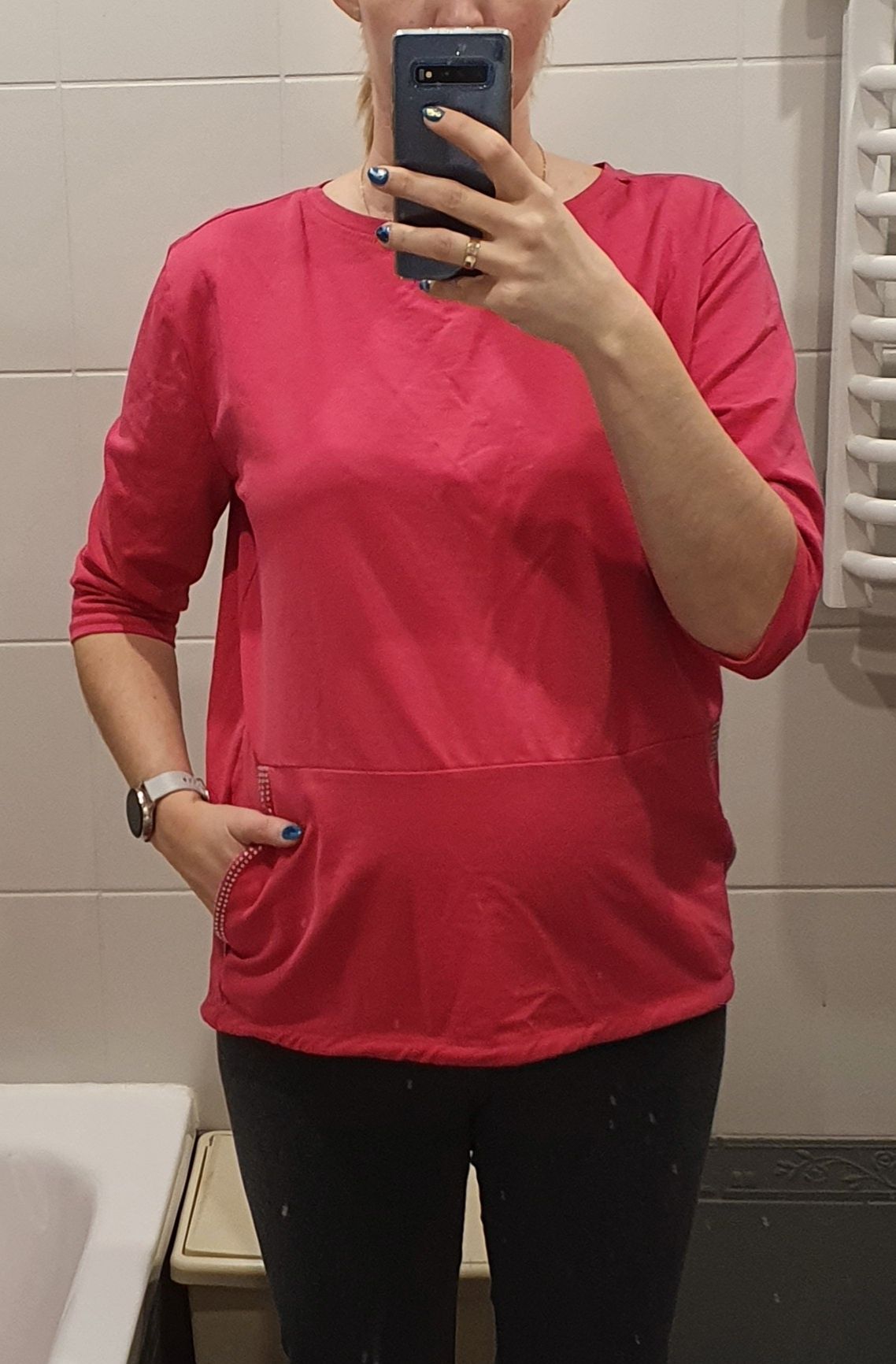 Różowa fuksja bluza oversize ciążowa r. M