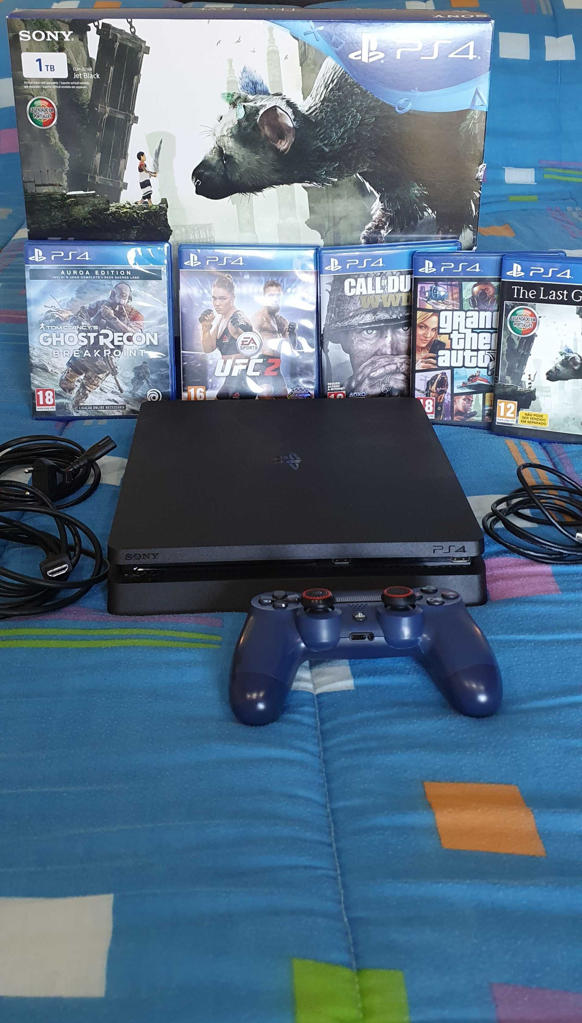 Ps4 slim 1Tb + 5 jogos