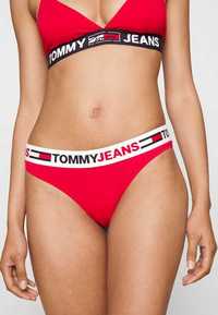 Tommy Hilfiger Jeans Stringi czerwone z logo xs 34 piękne