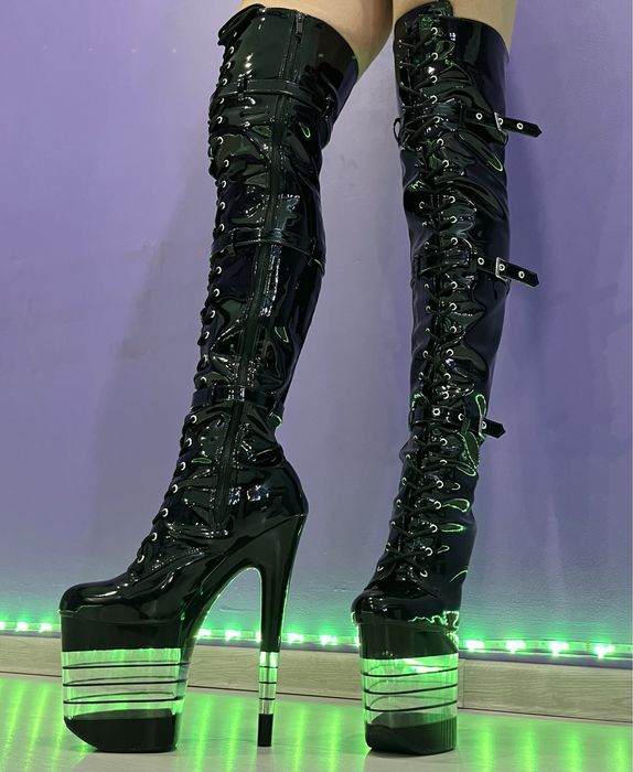 Ботфорты стрипы лаковые черные 39 размер