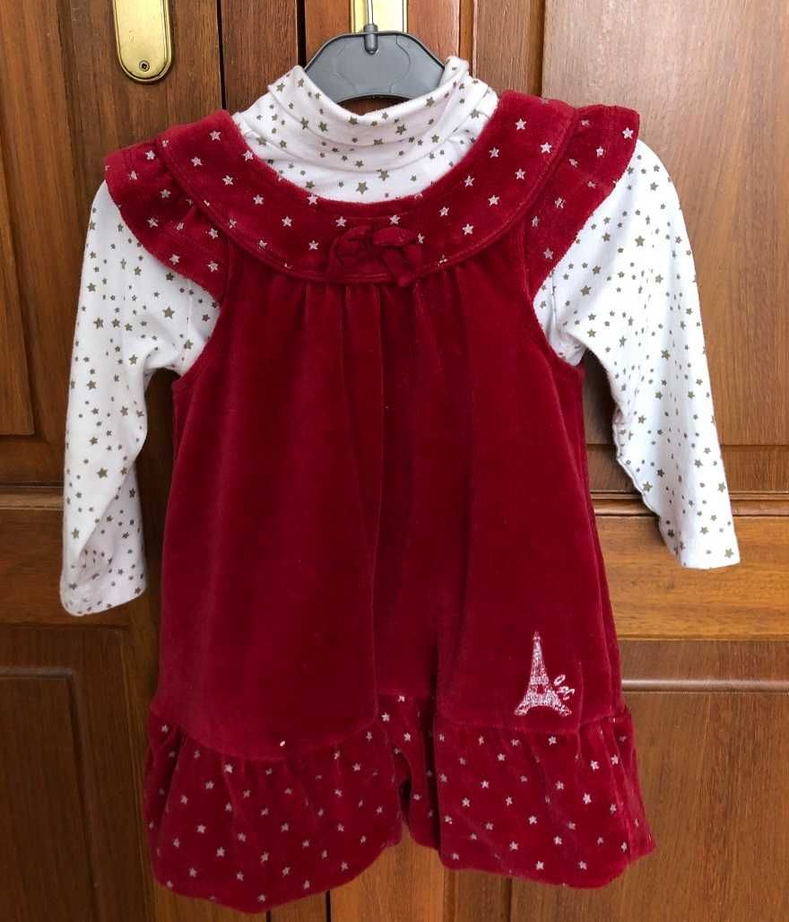 Vestido Bordeoux Natal estrelas Bebé