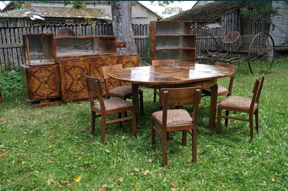 Art Deco Olbrzymia Jadalnia Bufet Stół Witryna Krzesła