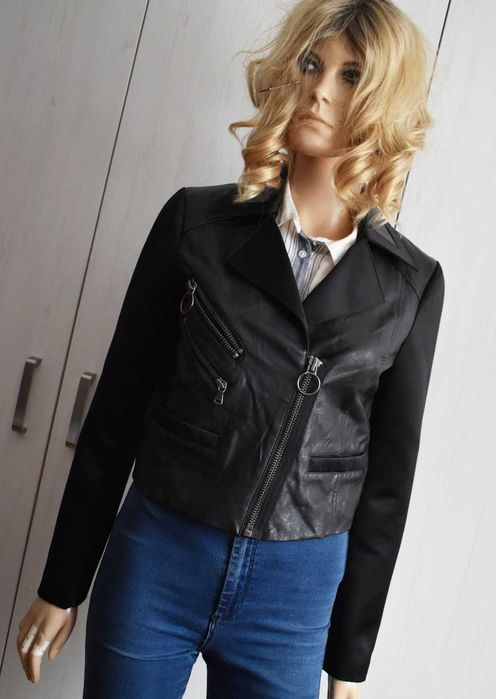 Kurtka XS S 34 ramoneska eko skórzana biker Sisley skóra pilotka