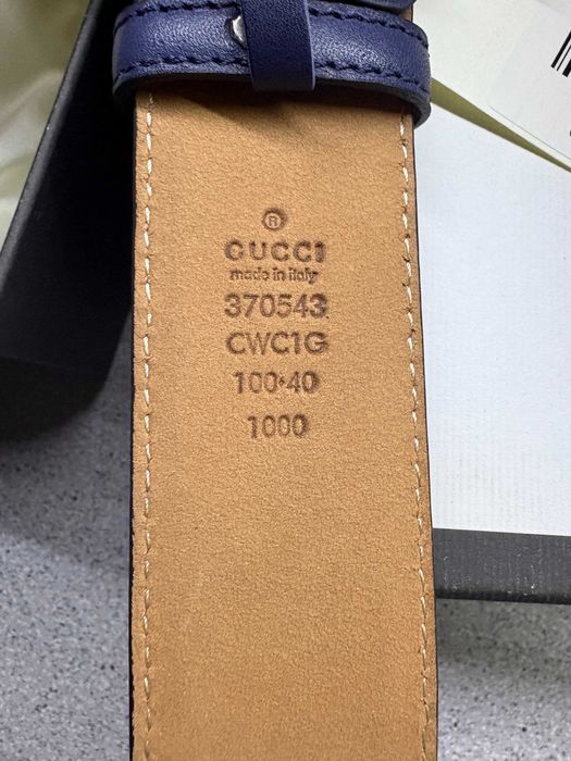 leather belt Gucci GG dark blue (one size)