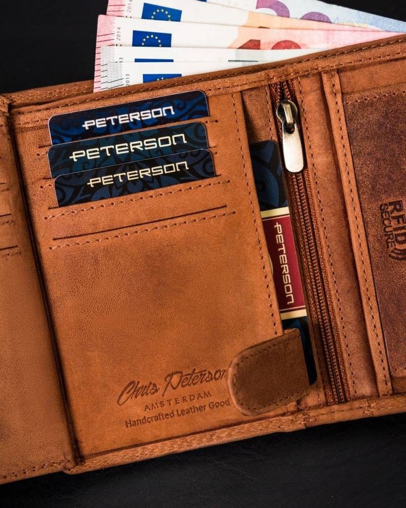 portfel męski bez zapięcia z naturalnej skóry nubukowej - peterson